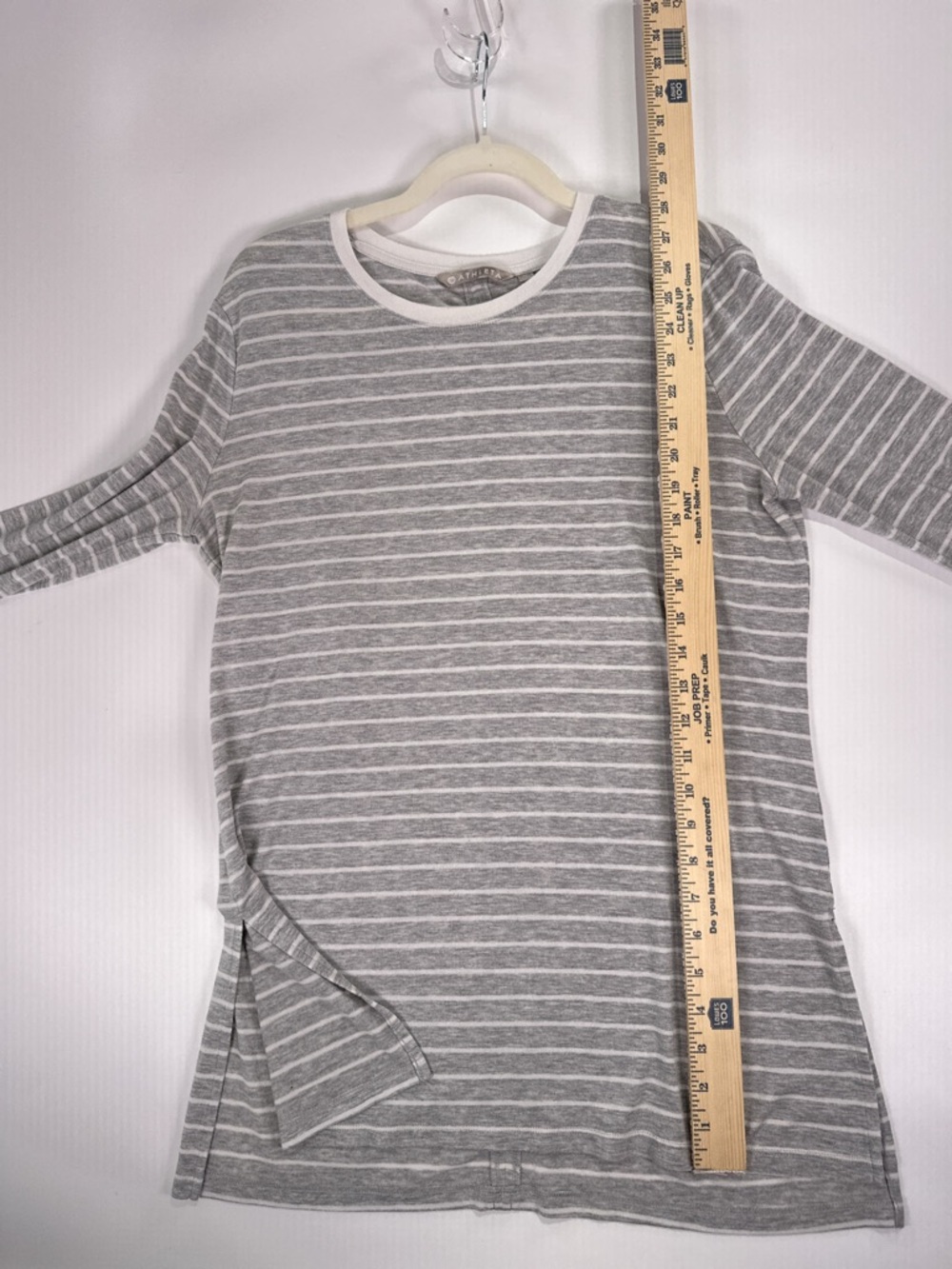Athleta Threadlight Tunic Tee Side Slits Striped Modal Grey M - Picture 11 of 11